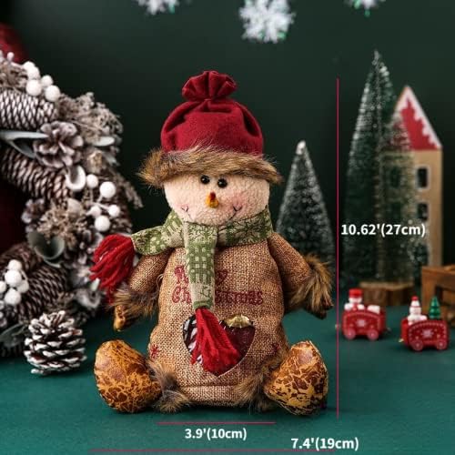 Hnhynsy 3pcs שקיות פשתן לחג המולד עם שקיות מתנה טובות לחג המולד עם, 8 עיצובים איש שלג, סנטה קלאוס, פינגווין ואלק