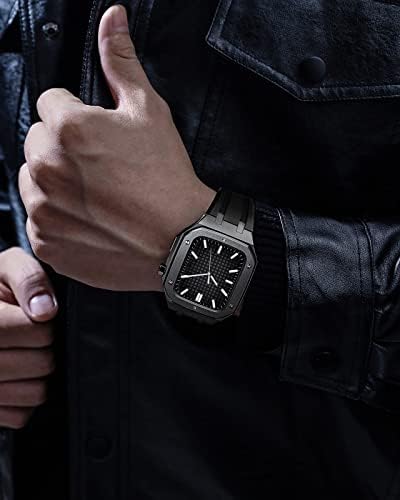 מארז מתכת AMALL עבור Apple Watch 7 45 ממ מגן סיליקון רצועת סיליקון עבור IWatch 45 ממ 6 5 4 SE אביזרים 44 ממ כיסוי מגן מלא של גברים
