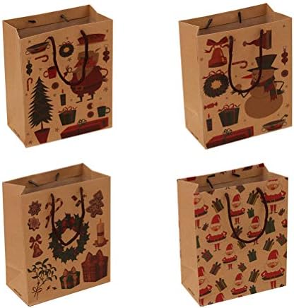 דויטול 12 יחידות שקיות מתנת נייר קראפט לחג המולד קריקטורה ניידת שקית אחסון תיק יד ליין בגד (דפוס אקראי