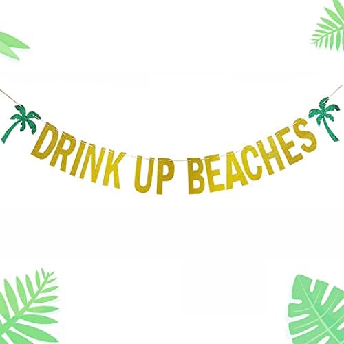 סגנון שעת קיץ של מורנדו עם עץ קוקוס משקה חופים באנר למסיבת יום הולדת לתינוק חוף קיץ מקלחת טרופית מקלחת לחתונה קישוטים