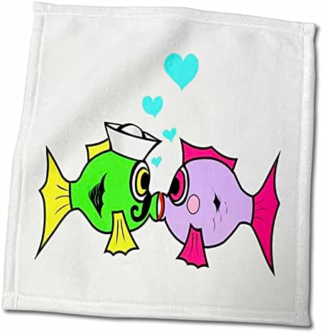 3drose הומור פלורן - תמונה של נשיקות דגים עם שפם - מגבות