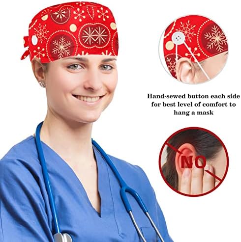 כובעים רפואיים מתכווננים כובע עבודה עם כפתורים וחג המולד אדום מקושק
