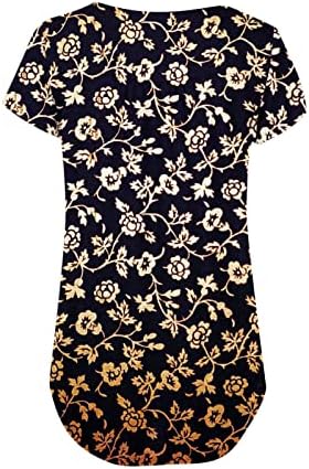 קיץ חולצות לנשים פרחוני טוניקה למעלה מקרית חולצה קצר שרוול צווארון כפתורים עד חולצות התלקחות וזורם חולצות חולצות
