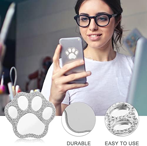 סוורורו טבעת פופס מיני יד מראה טלפון מקרה מראה מקל על 2 יחידות ריינסטון חתול כפה בצורת מראה על טלפון סלולרי קומפקטי נסיעות מיני מראה עבור איפור לתקן נסיעות קטן מראה נסיעות איפור מראה