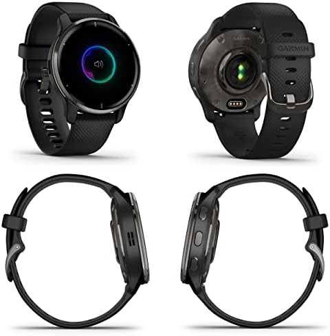 Garmin Venu 2 פלוס GPS Multisport Smartwatch, 33 ממ עם תצוגה של AMOLED, שיחה וטקסט, מוסיקה, לוחית צפחה עם מארז שחור ולביש 4U