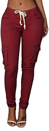 קאסאול לינגרס של נשים נמתחות על מותניים רזים צבע מוצק רזה מכנסיים רזה רזה