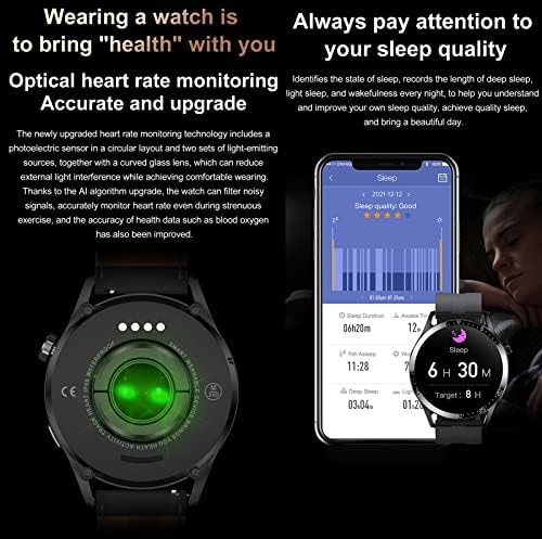 שעון חכם של UCCE לנשים גברים מייצרים ומקבלים שיחות Bluetooth פעילות כושר גשש כושר נגן מוסיקה Al קול אינטליגנטי IP68 מצלמת שלט רחוק אטום למים עבור אנדרואיד iOS, בראון