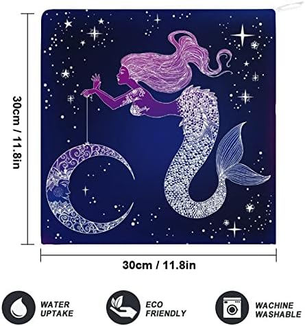 Lurnise מגבת יד כוכב ירח בת ים מגבות מגבות מנה עיצוב שרוך לספורט מטבח אמבטיה