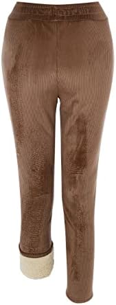 מכנסיים תרמיים של Corduroy Corduroy לנשים חורף שרפה צמר צמר צמר גזעי ריצה רזה
