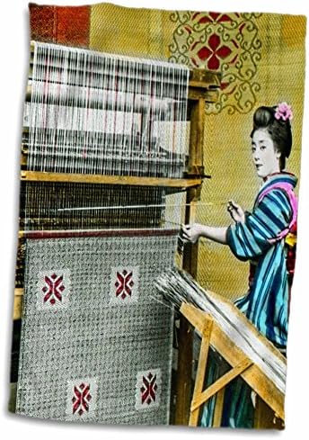3drose וינטג 'אישה יפנית אולפת שטיח יפהפה בצבעי - מגבות