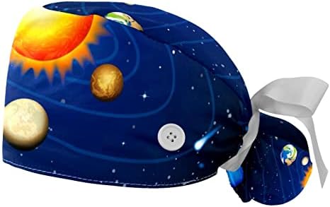 יקום כוכב הלכת כובע עבודה מתכוונן עם כפתורים נשים מחזיק קוקו קישור סרט