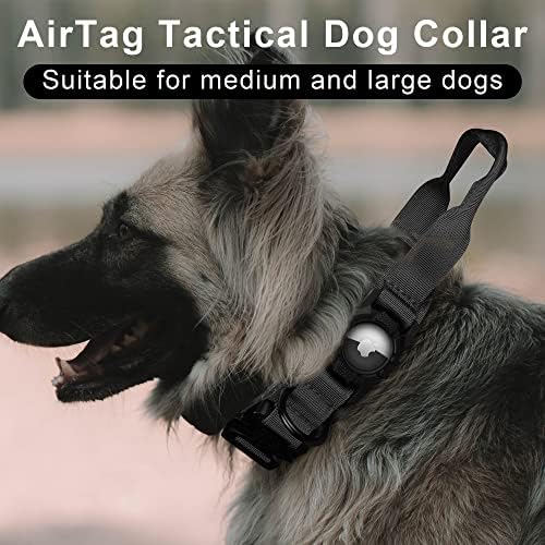 צווארון כלבים טקטי של Gocii טקטי, אימון צבאי מתכוונן צווארון כלב ניילון אוויר, צווארון כלבים GPS עם ידית לבקרת מחזיקי אוויר של תפוחים ואבזם מתכת כבד לכלבים גדולים בינוניים