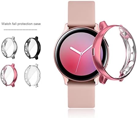 Sing F Ltd 4PCS שעון מגן שעון כיסוי ציפוי ציפוי TPU מסביב לשחור שקוף כסוף פינק אטום זעזועים אטומים חכמים מקרים תואמים ל- Samsung Galaxy Watch Active 2 44 ממ