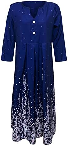 יהדהדה נשים של כפתור כיס אונליין שמלת מידי חצי שרוול צווארון מסיבת שמלות בתוספת גודל בוהו הדפסת זורם נדנדה שמלות