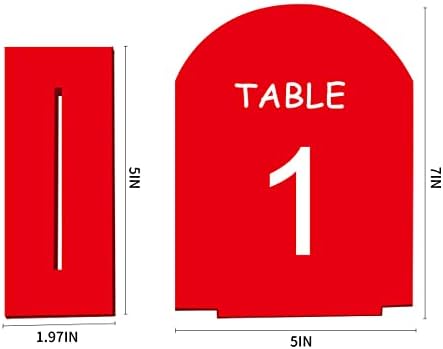 מספרי שולחן 1-20 5 על 7 קשת אדום אקריליק שולחן מספרים עם עומד לחתונה קבלה ואירועים