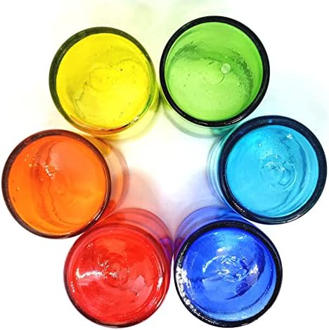 צבעוני קשת 9 אונקיות כוסות קצרות, זכוכית ממוחזרת, עופרת ורעלן חינם