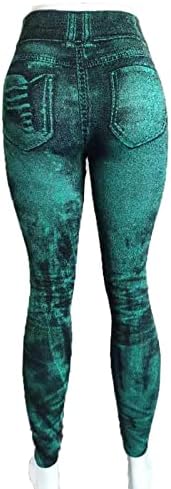 Ojus נשים מכנסיים מזדמנים חיקוי ג'ינס חותלות נשים סופר -אלסטיות נשים מכנסיים רזים נמתחים ג'ינס יירוק ירוק