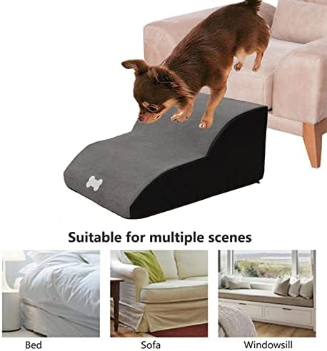 2 מדרגות קצף חיית מחמד, רמפת כלבים עמוקה במיוחד לספה, סולם כלבי קצף רך לכלבים קטנים פצועים גורים קטנים לחתולים למדרגות ספות נמוכות