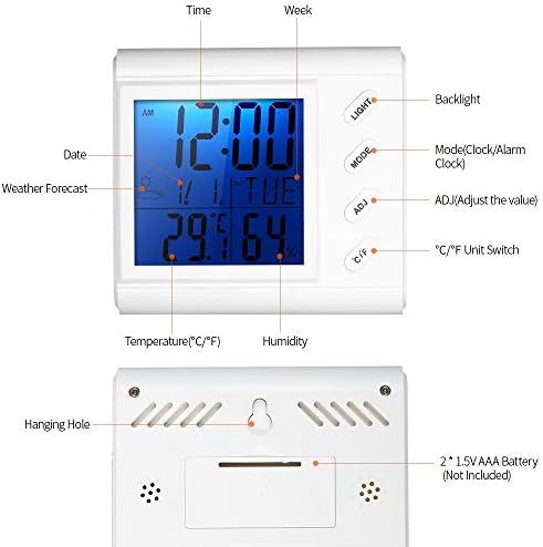 דיגיטלי מקורה מדחום מדדי לחות טמפרטורת חדר דיוק גבוה מדחום ומד לחות עם שעון מעורר תאורה אחורית