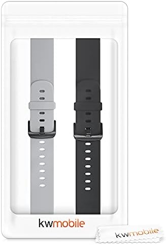 להקות שעון Kwmobile תואמות ל- Huami Amazfit Bip S/Bip S Lite - סט רצועות של 2 רצועת סיליקון חלופית - שחור/כחול כהה