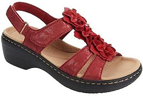 סנדלי קיץ של חמובסי לנשים רקומות אנטי-החלקה סנדלים אורטופדיים נוחים בגודל גדול נעלי בית נשים