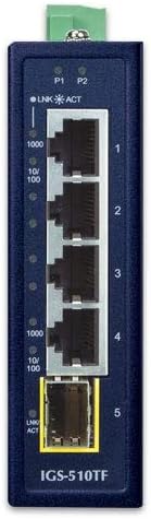 IP30 גודל קומפקטי 4-יציאה 10/100/1000T + 1-יציאה 100/1000X SFP Gigabit Ethernet מתג