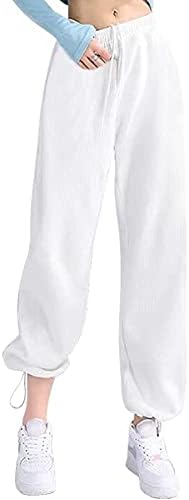 מכנסי טרנינג רגל רחבים מכנסי יוגה מזדמנים מכנסיים עם מותניים גבוהים מכנסי טרקלין עם כיסים