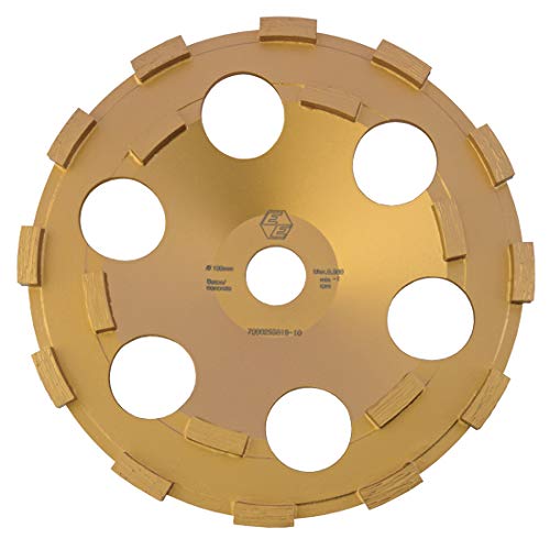 C.S. Unitec 7 גלגל שחיקת בטון מובחר לבטון ללא ציפוי - גלגל השחיקה של כוס יהלום בשורה כפולה לבטון, מלט, גרניט, אבן, שיש, מיוצר יותר בגרמניה , זהב