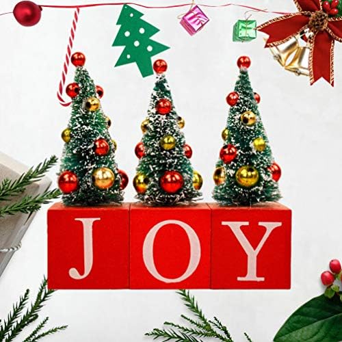 AMOSFUN 3 PCS שולחן עבודה קישוטי עץ חג המולד יצירתי מיני שמחה עץ חג המולד מתנה ליום הולדת חג המולד מעץ עץ חג המולד קישוטים עץ חג המולד